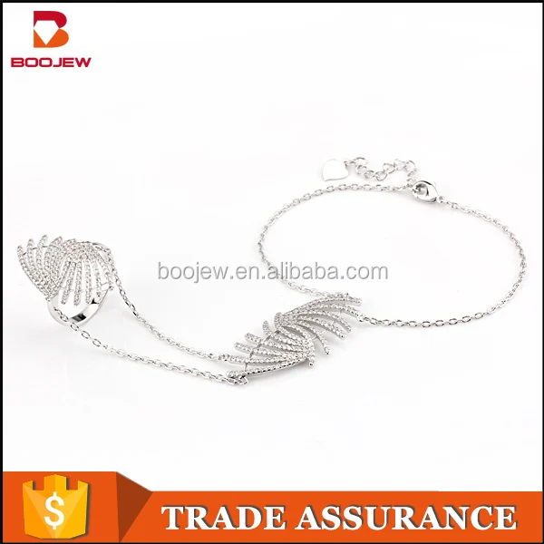 Boojew wholesale beautiful woman jewelry with white gold plated Indian high quality copper finger ring bracelets