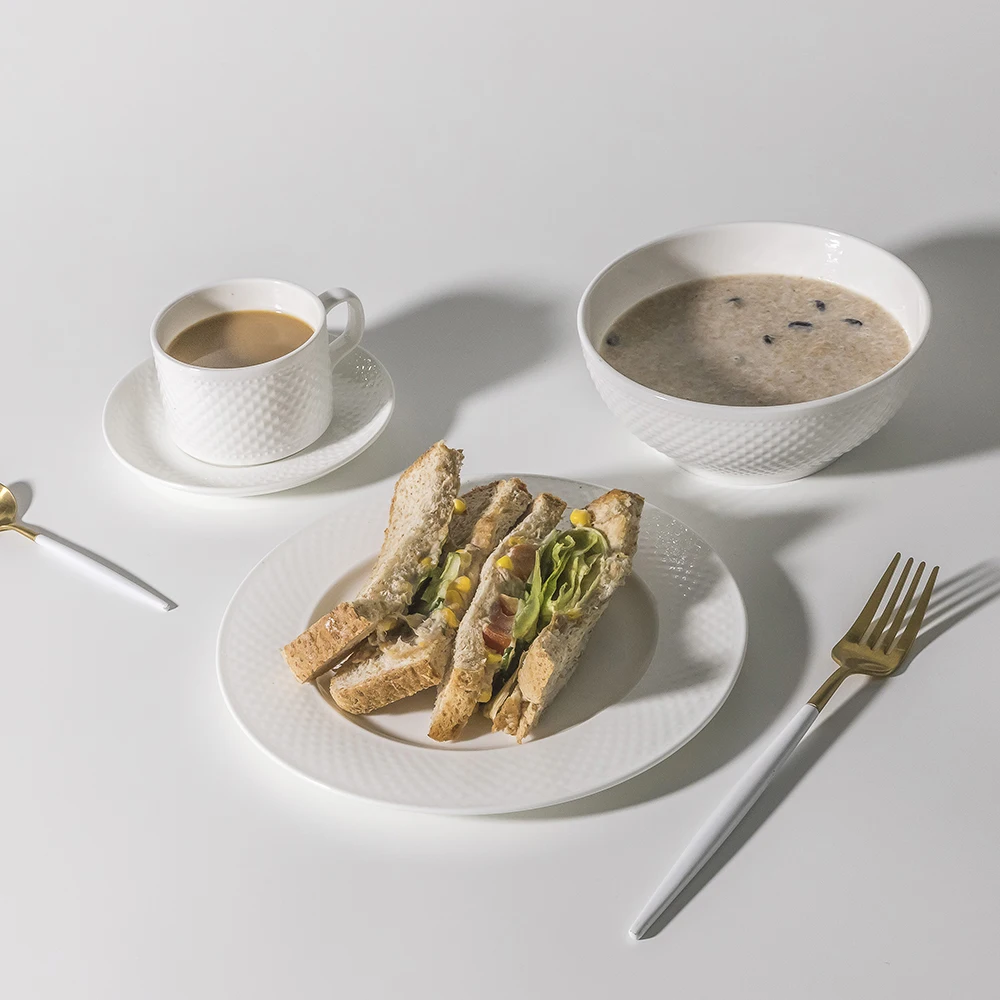 Guangzhou 6 'белая керамическая скользящая чаша из тонкого костяного фарфора, круглые керамические белые чаши>