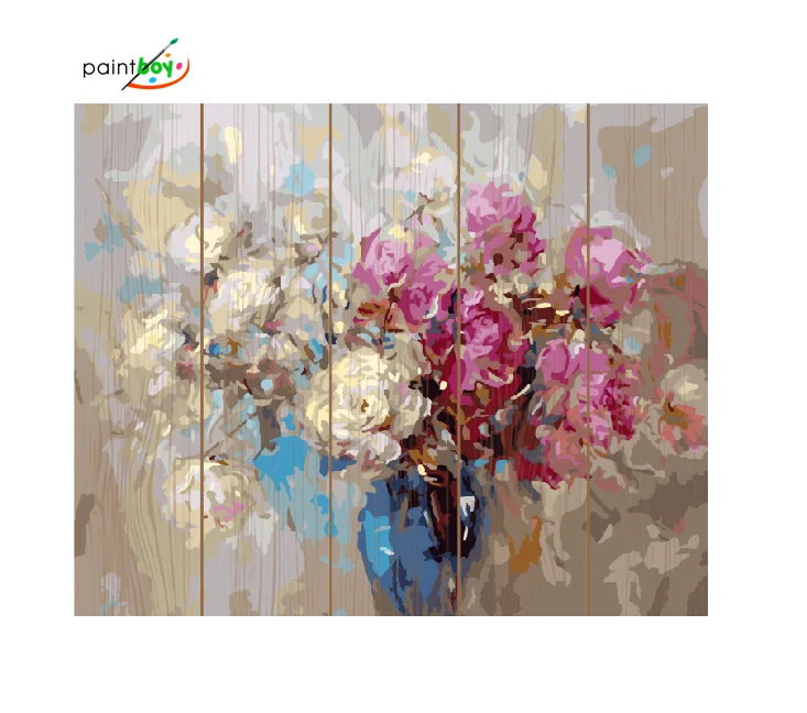 GXT7338 flower design wooden painting  DIY paint by numbers for adults