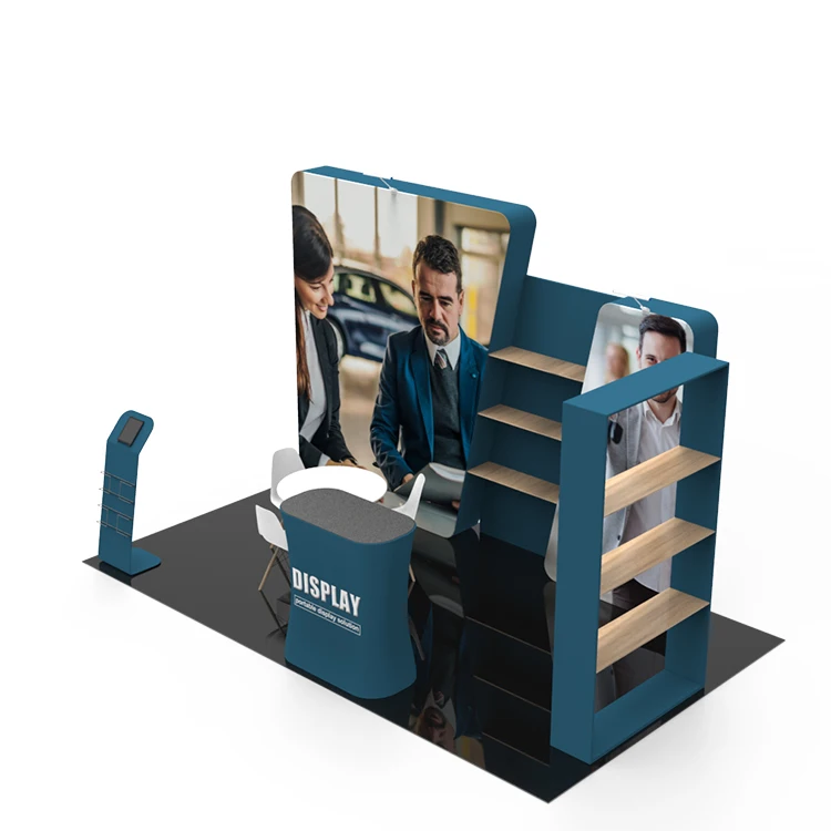 Aluminum Fabric 10x20 Trade Fair Backdrop with TV Stands for Expo Display Wedding Advertising Applications