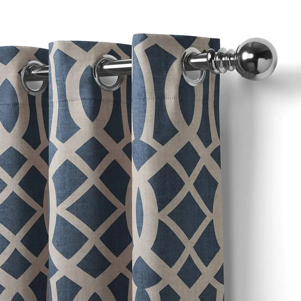 latest design Printing black out curtain printed window faux linen curtains for living room