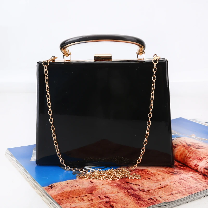 Factory direct wholesale brand new fashion clutches large space evening bag with handle patent leather handbag for party banquet