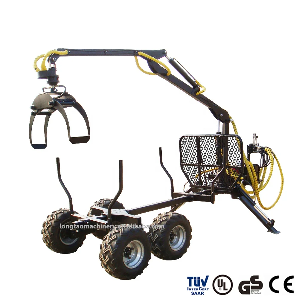 TUV Approval 1.5t Load Capacity ATV Timber Trailer, ATV Log Trailer, ATV Logging wagon with Crane