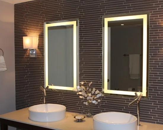 Lamxon LED bathroom backlit hotel mirror with acrylic lighting and infrared sensor switch