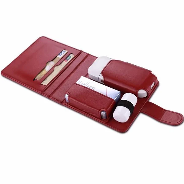 OEM/ODM Best Quality Handmade Weave Flip Leather Wallet Case Cover for IQOS Electronic Cigarette Kits