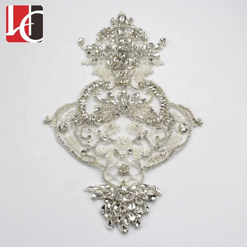 HC-6004 Hechun New design manufacture bridal dress applique crystal