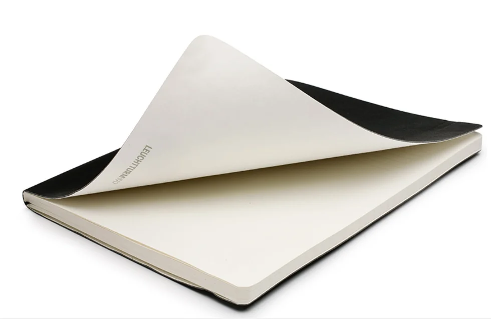 A5 black leather lined printing soft cover notebook with tear off pages