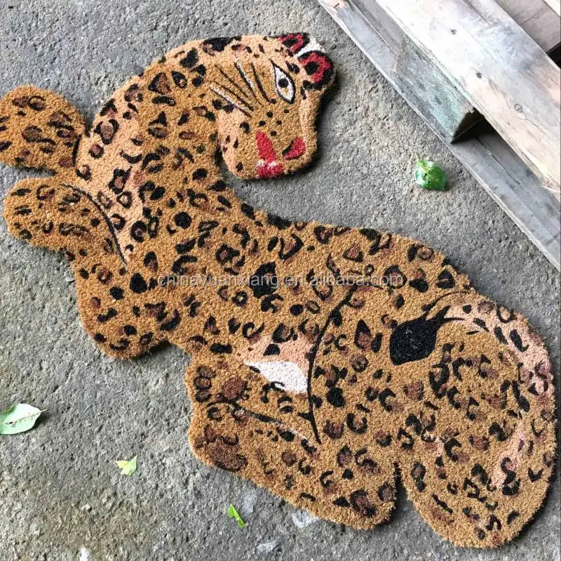 Кокосовые волоконные натуральные коврики в форме животных с леопардовым принтом