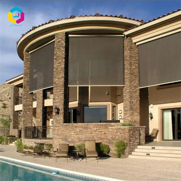 Remote control electric motorized steel wire side outdoor roller blind