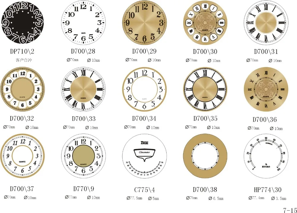 Thermometer barometer hygrometer clock dial clock face for wall clock