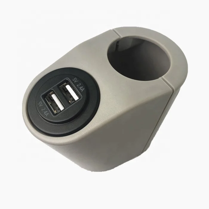 USB charger power converter on Bus handrails supports