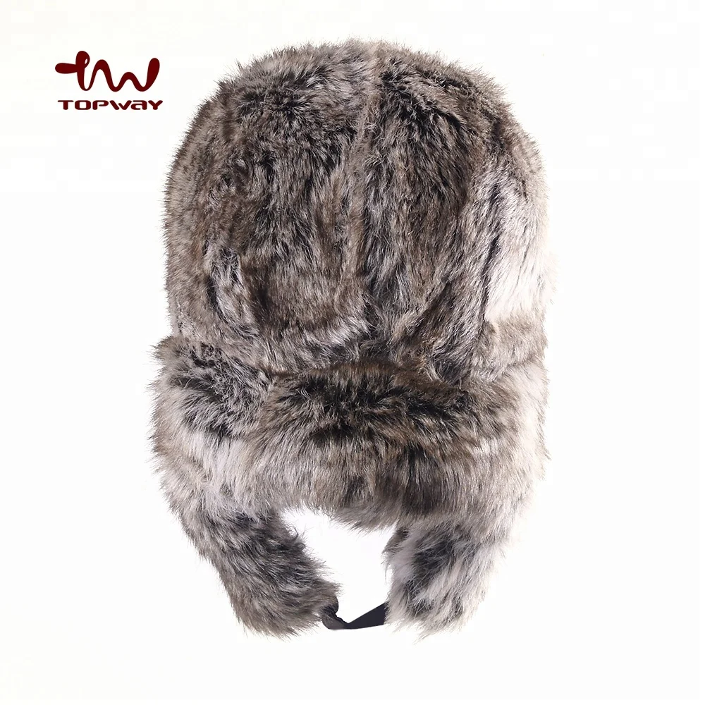 Wholesale OEM Wind-proof Customized Hunting Earflap Cap Winter Russian Trooper Hat Custom Long Fur Hats For Cold Season