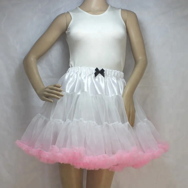 Fashion Soft Teenage Girl Women Tutu Skirt Extra Fluffy Ivory Ladies Tulle Petticoat
