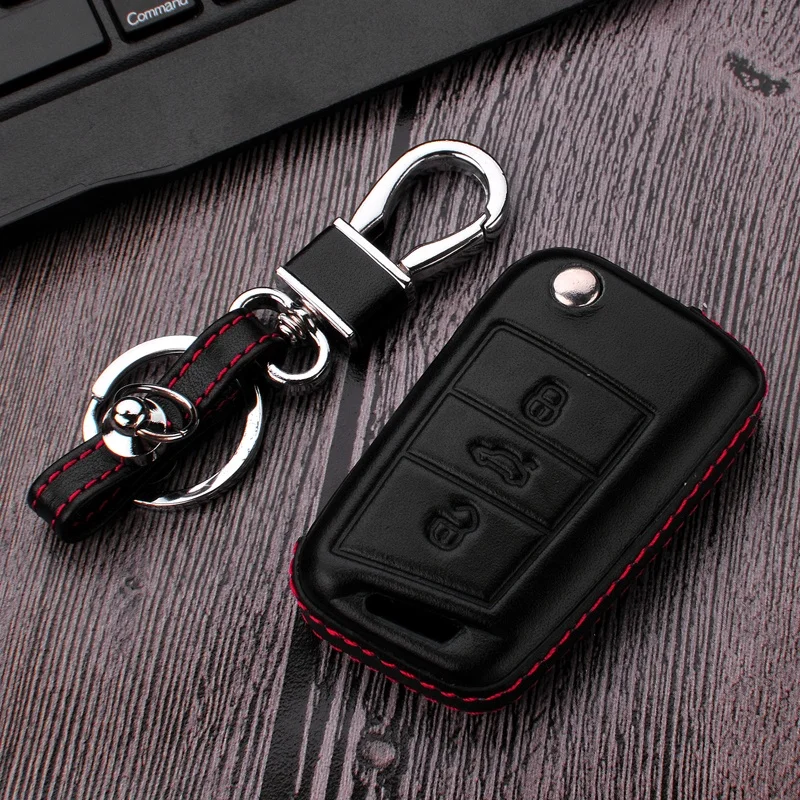 
Das Auto 4D Style leather New stylish car key case for VW Golf 7 GTI R MK7 Tiguan 2017 Skoda Octavia A7 customize OEM welcome 