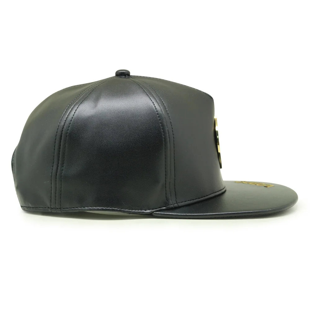Custom Patch Cap Hat PU Leather Snapback 5 Panel Caps