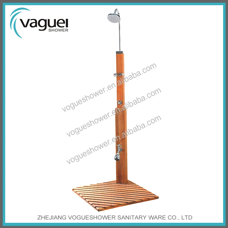 Outdoor wood shower stand