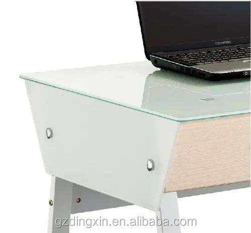 Metal glass computer desk with two drawers computer table make red two drawer office desk (DX-A108)