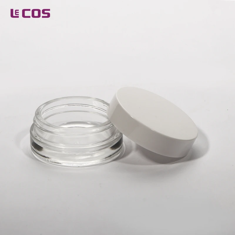 High Quality Wide Mouth Low Profile 15 Gram /0.5 OZ  Cosmetics Glass Airtight Jar Packaging Screen Printing Facial Cream