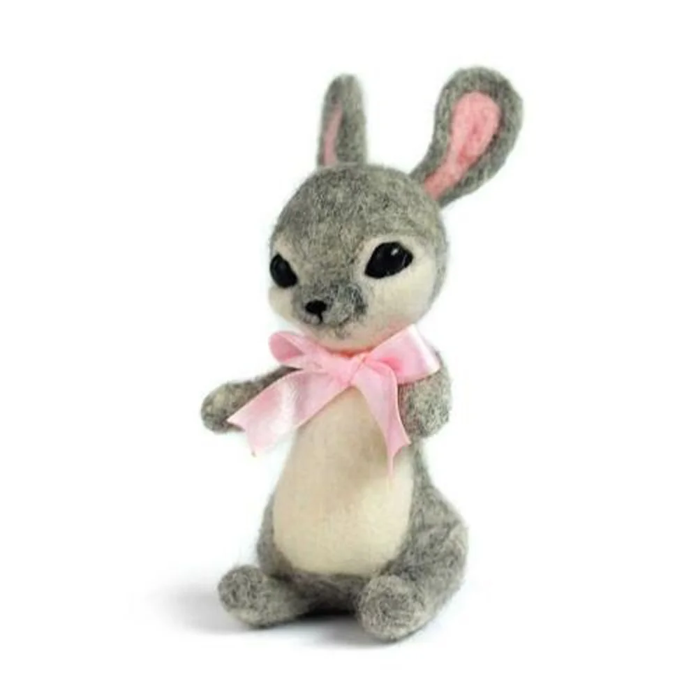 Needle Felting Starter Kit DIY Supplies Merino Wool for Felt Craft Beginners - Easter Rabbit and Eggs Needlework Felt Craft Set