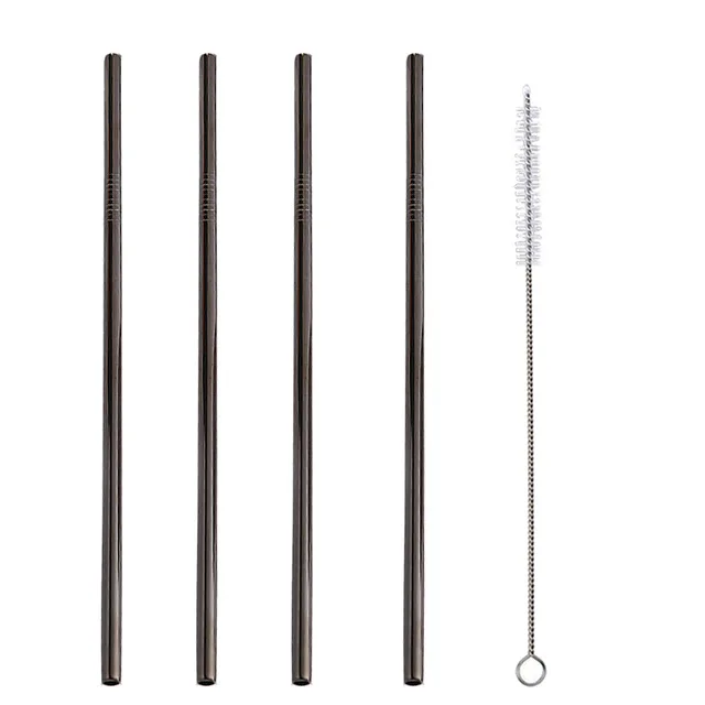 Black Stainless Steel  Drinking Straws Colored Metal Straws