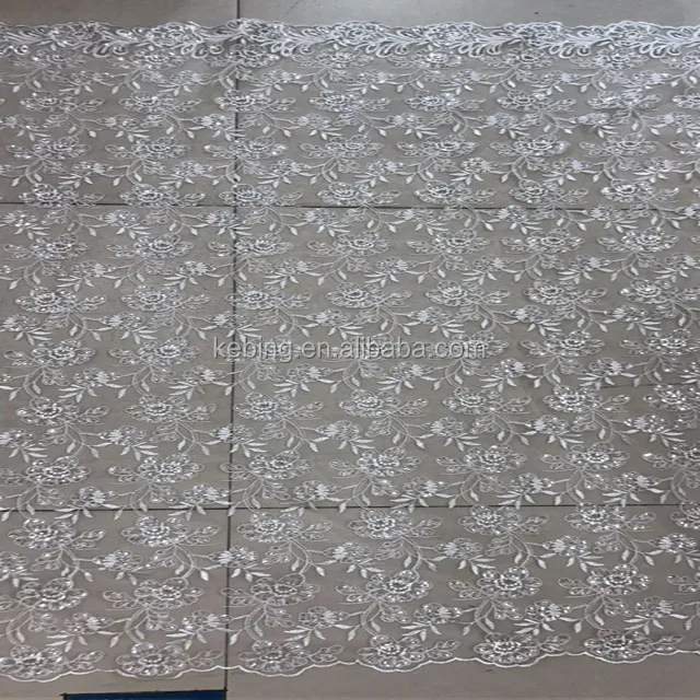 Guangzhou wholesale sequin embroidery lace fabric for wedding