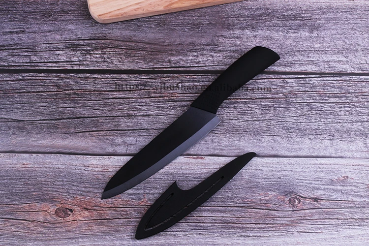 Высокое качество 7 дюймов черный керамический нож santoku шеф-повара с ножи оболочка