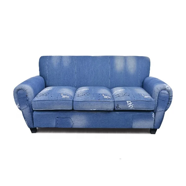 Living room furniture unique design 3 seater fabric upholstery jeans sofa