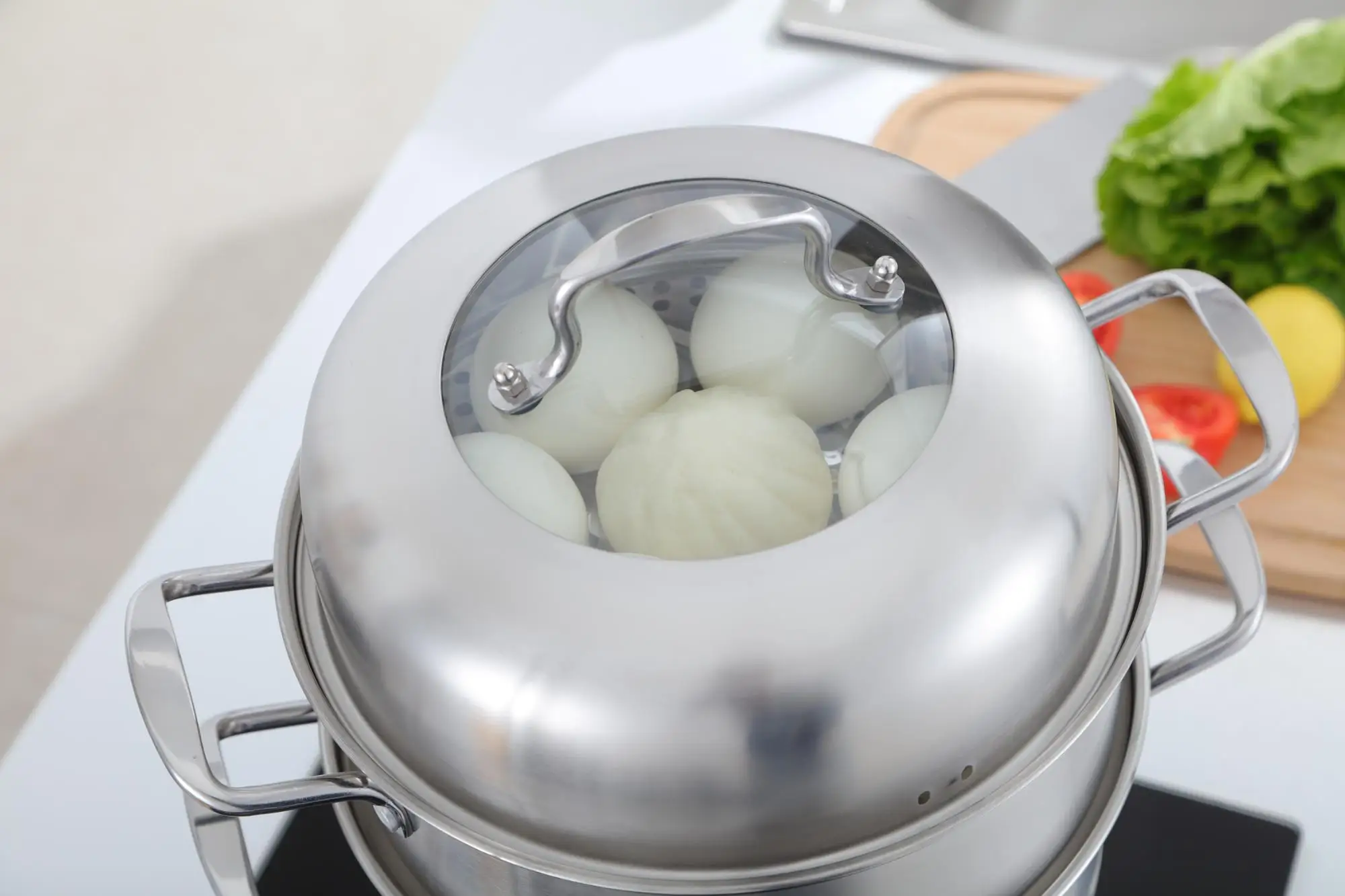 S/S304 Steam Pot Stainless Steel Steamer 2 3 Layers Food Steamer Pot