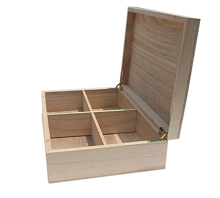 Custom Unfinished Wooden Compartment Gift Boxes For Tea Bags