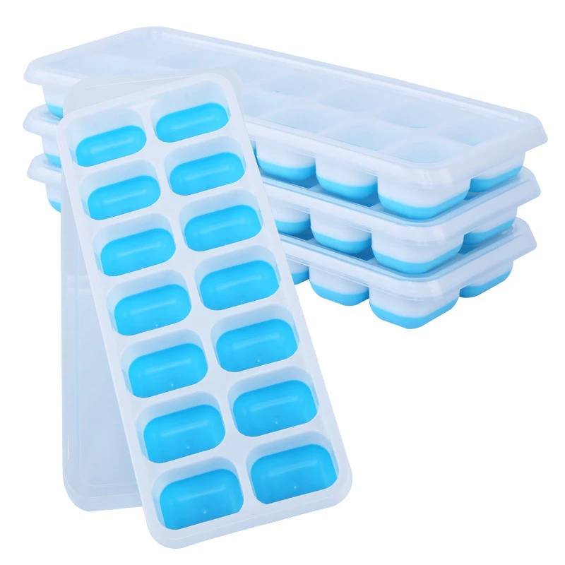 Amazon Top Selling LFGB Certified Silicone PP 14 Ice Cube Trays with Removable Lid