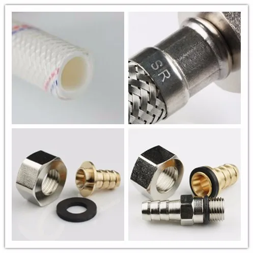 
White Plastic Flexible Hose with Brass Fittings 