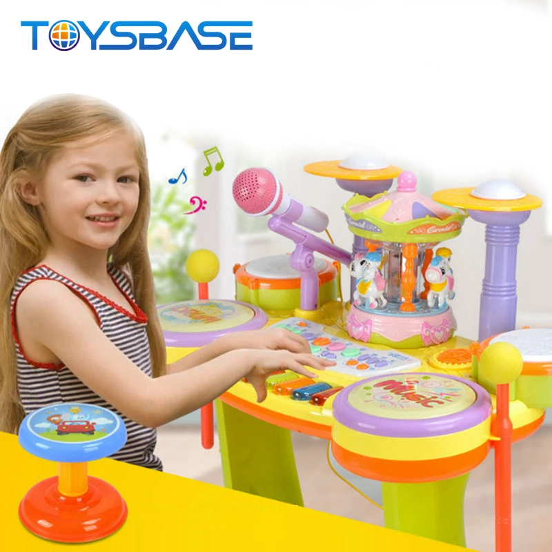 Carousel Music Instrument Piano Game With Chair Toy Electronic Organ Stand