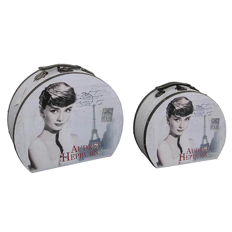 
 Дизайнерский винтажный женский Декоративный Круглый чемодан Одри Хепберн  