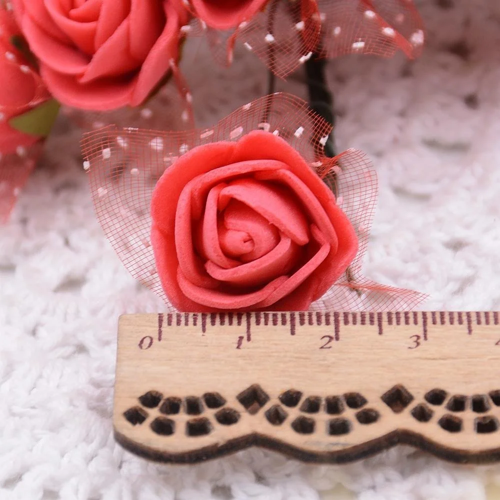 Manufacturer wholesale 144pcs colorful pe rose flower DIY mini foam rose flower head