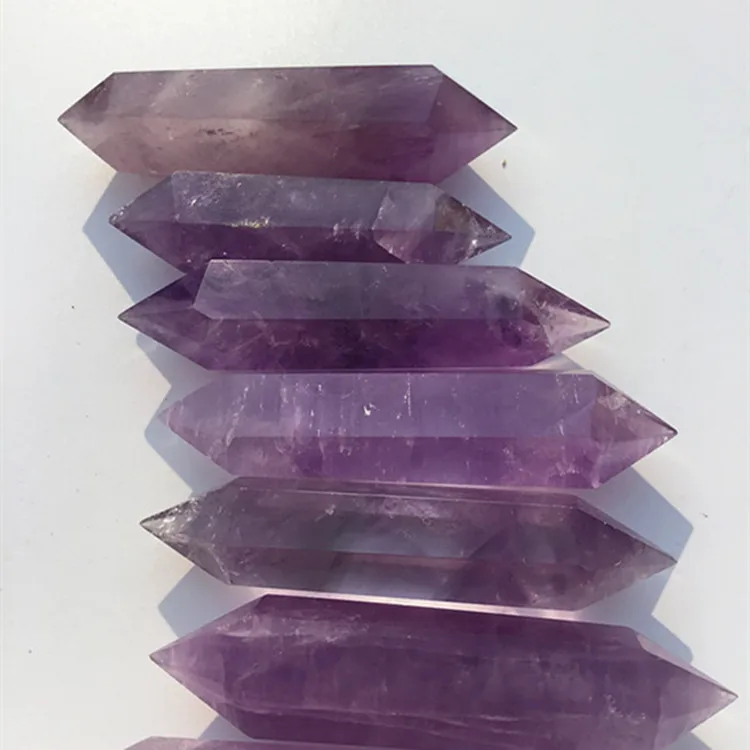 Wholesale Natural Amethyst Crystal Double-tip Healing Wand Point