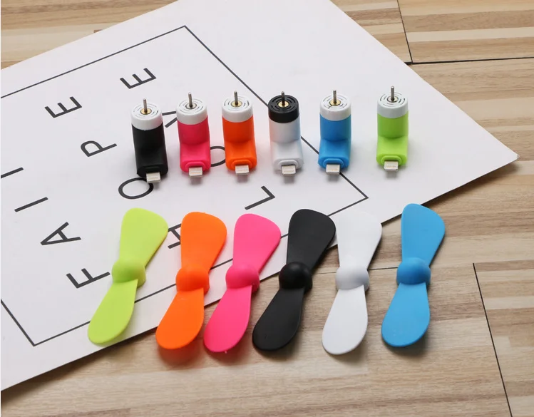 New arrival Summer Hot 2 in 1 Mini USB Fan Portable Fan for Mobile Phone Computer Power bank Air Cooling Fan with iPhone Plug