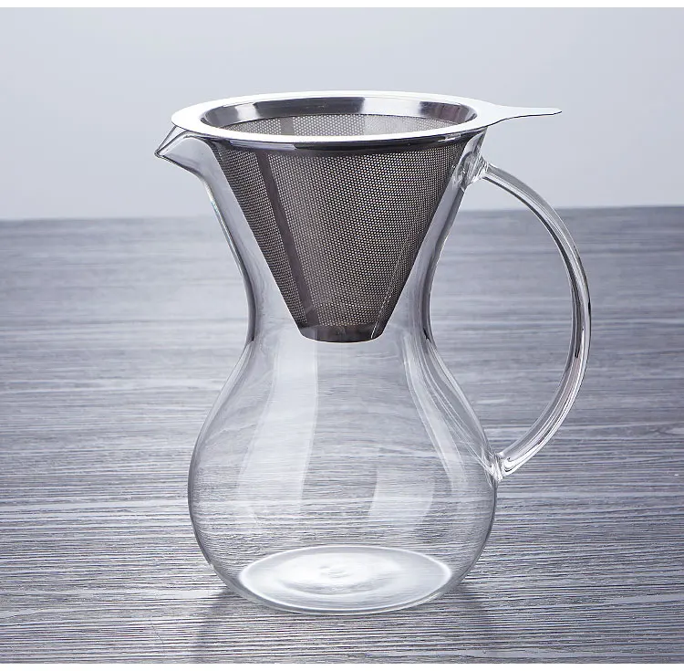 Convenient cleaning glass pour over coffee maker set with high drip coffee filter