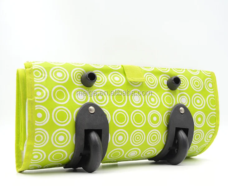 PP Woven Folding Grocery Trolley Shopping Bag With Wheels