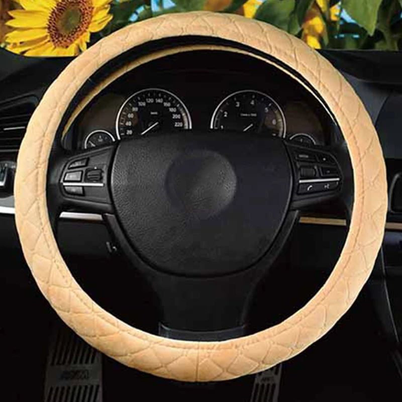 With Stitching Lines Stylish Circular Smooth Steering Wheel Cover Truck