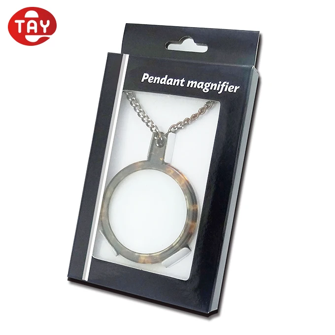Glass Magnifying Necklace Magnifier with Turtle Shell Pattern Plastic Frame