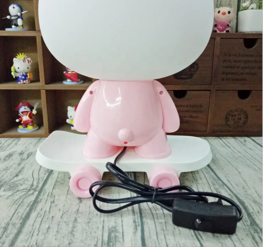 
hello kitty cat with skateboard LED night lamp for children 