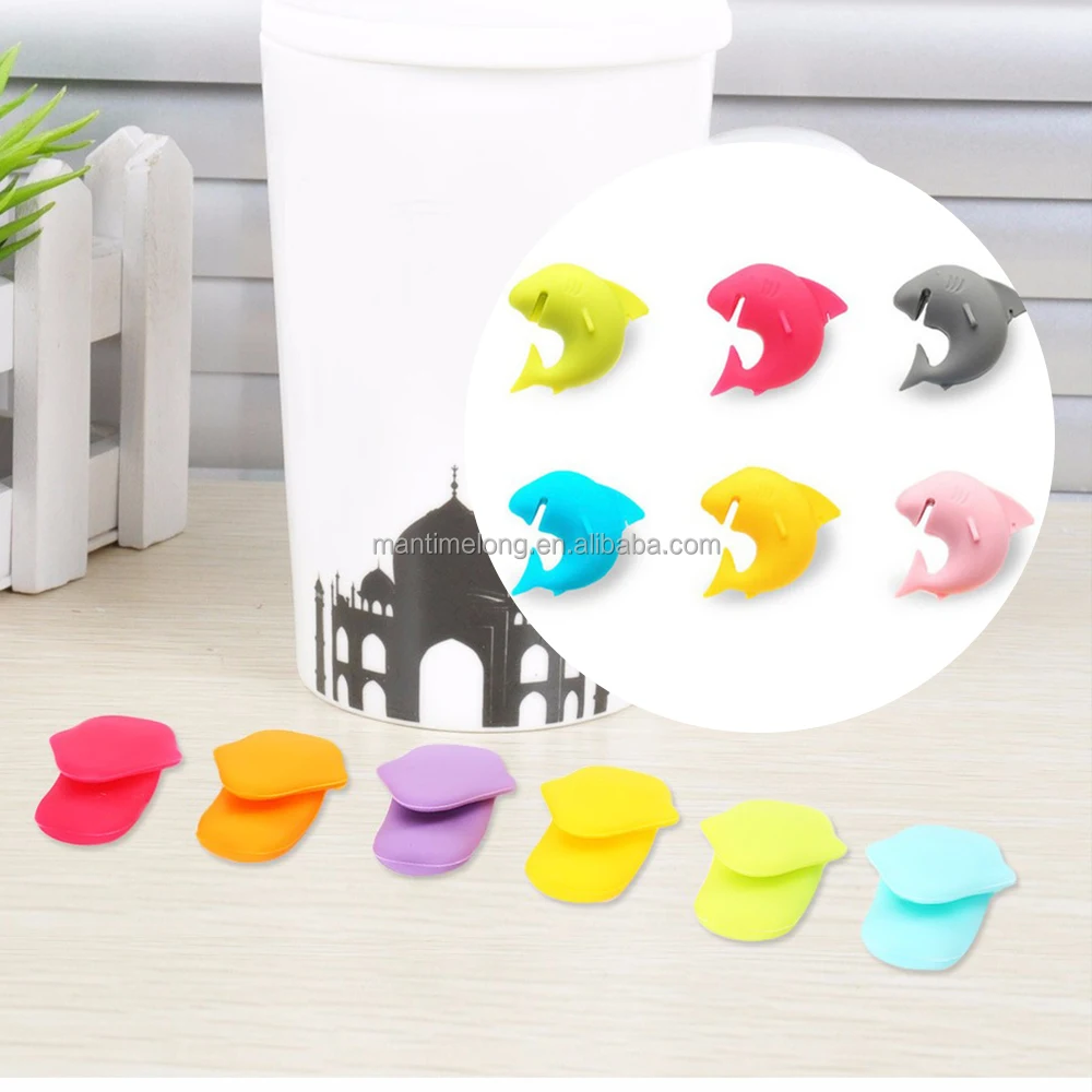 6pcs set Party Dedicated Silicone Recognizer Rubber Label Wine Glasses Wine Glass Marker Tongue Novelty Shark