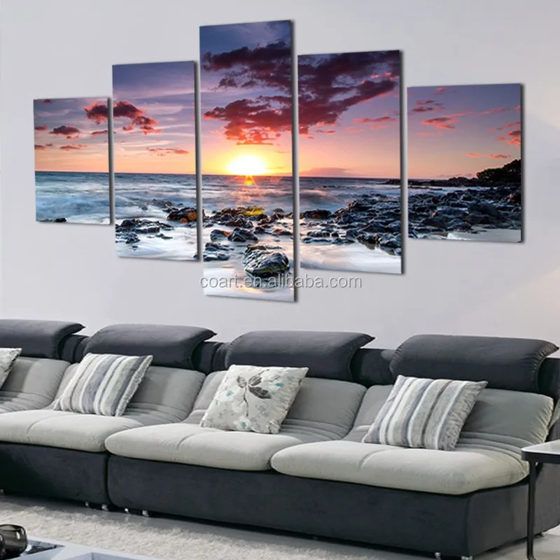 5 Panel seascape canvas print wall art for home decoration