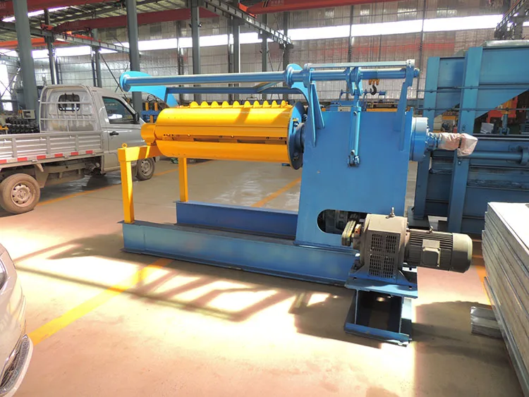 Roof and Wall  Cantilever Steel Coil Hydraulic Recoiler Automatic Stacker Machine