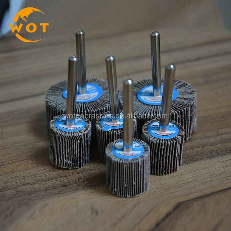 China Manufacture Grinding Wood 25x25x6mm Abrasive flap wheel with shaft