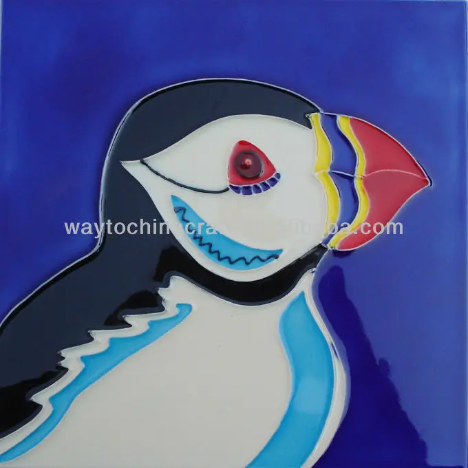 cute puffin ceramic tiles with pictures for wall hanging