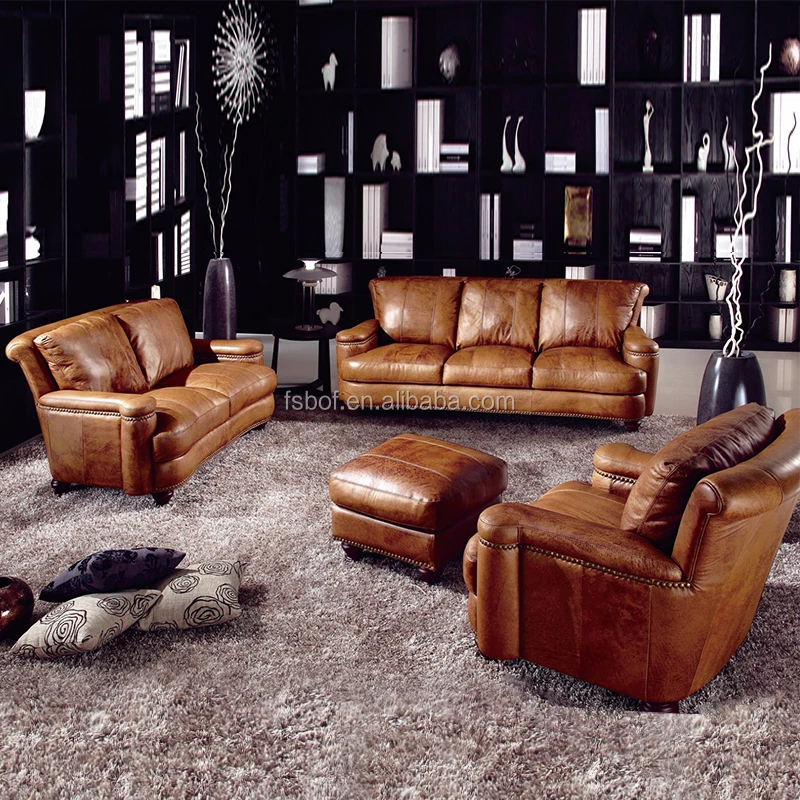 lobby furniture luxury italian leather sofa with botton D1633