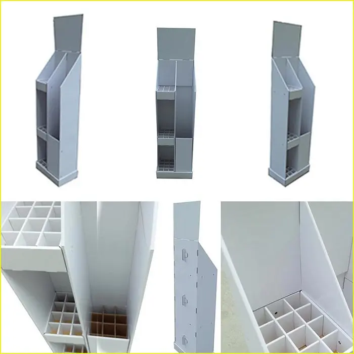 Extra Strong Floor Display Stands Cardboard with J-peg Hooks For Supermarket Retail Displays