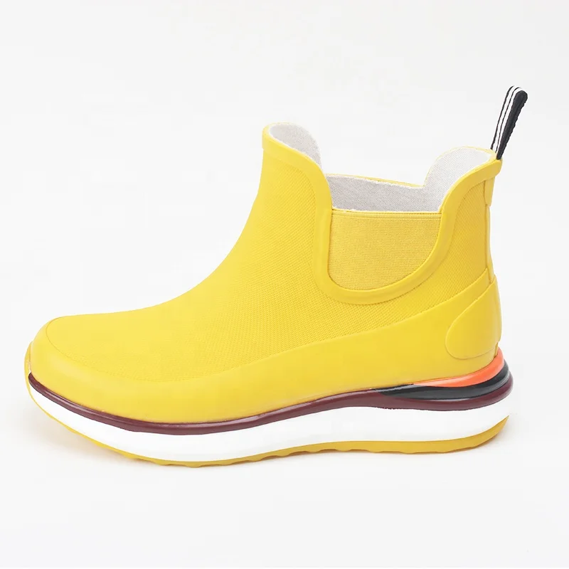 China wholesale beautiful light yellow ankle  rain boot for ladies