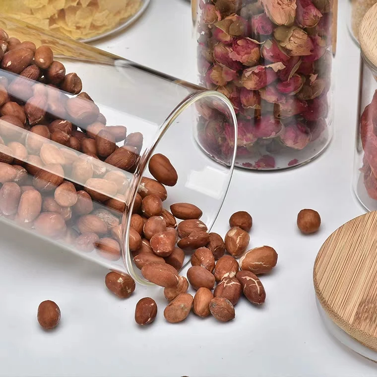 
Large capacity and small capacity transparent sundry bottle with bamboo lid 